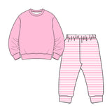 MOQ 5 pcs Custom Style Solid Color Stripe Colorful Girls Set