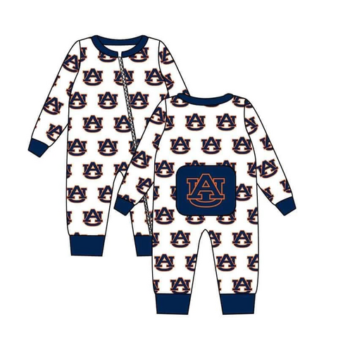 MOQ 8 pcs Custom Style School Team Boy baby zip sleeper