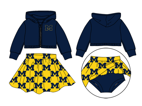 MOQ 5 pcs Custom Style Each Style M Team Coat Girls Skorts Set