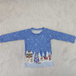 SALE 6 A1-16 Winter Blue Snowflake Boy Shirt