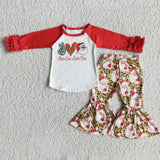 SALE 6 A13-5 Peace Love Santa Claus Leopard Girl's Outfits
