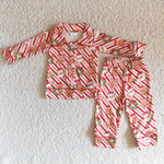 SALE 6 A22-19 Christmas Santa Stripe Set Pajamas