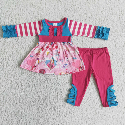 SALE 6 A26-26 Pink Stripe Love Girls Kids Set