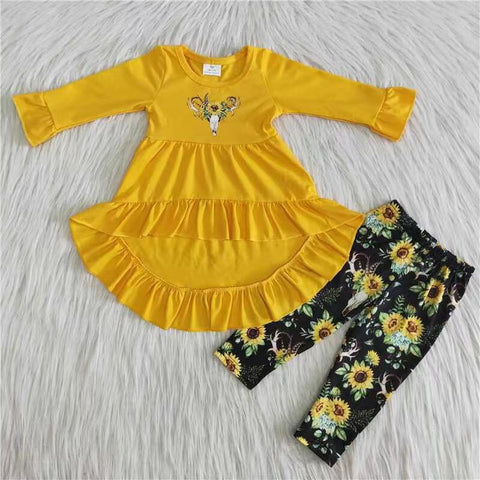 Deadline 10.15 SALE 6 A26-27 Sunflower Western Girl's Set