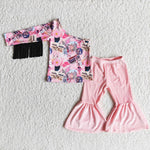 SALE 6 A30-18 Western Pink Golden velvet Tassel Girl's Set