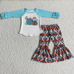 SALE 6 B11-39 Blue Pumpkin Fall Girl Set