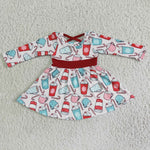 SALE 6 B12-19 Christmas Candy Cane Cup Girl Dress