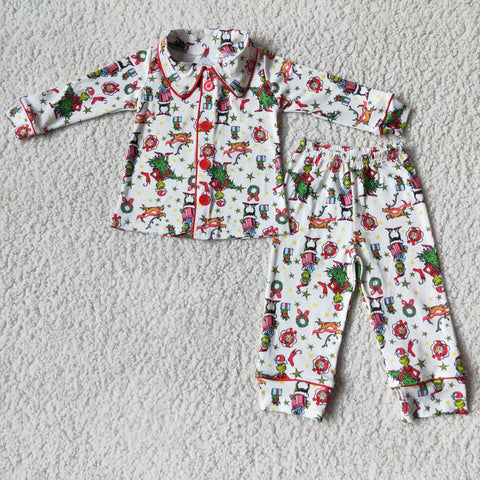 SALE 6 C6-39 Christmas Gift Stripe Kids Pajamas Set