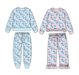Preorder MOQ 5 pcs Each Style Blue Pink Camo Kids Matching Clothes