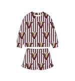 MOQ 5 pcs Custom Style Team Mascot Stripe Kids Girls Shorts Set