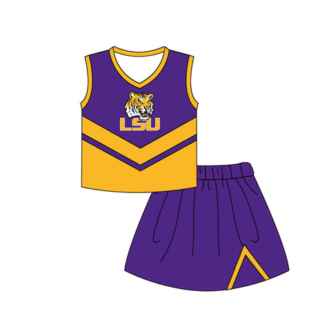 MOQ 8 pcs Custom Style No MOQ LSU Cheer Girl Skirt Outfits