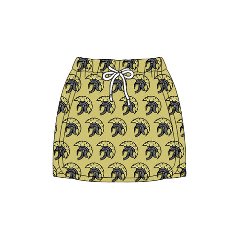 MOQ 8 pcs Custom Style School Team Gold Yoga Skorts Skirt Shorts Lined