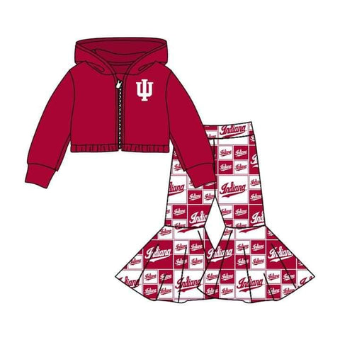 MOQ 8 pcs Custom style Indiana 2 pcs Girl's Coat set