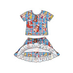 MOQ 5 pcs Custom Style Cartoon Girls Skorts Set