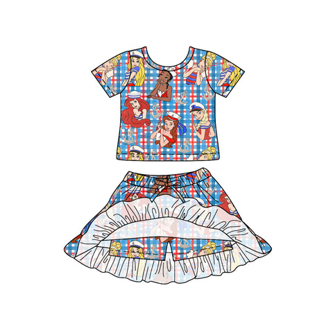 MOQ 5 pcs Custom Style Cartoon Girls Skorts Set