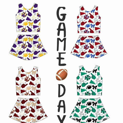 MOQ 5 pcs each style Custom Style Game Day Go Team Girls Skorts Set