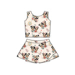 MOQ 5 pcs Custom Style Cartoon Girls Skorts Set