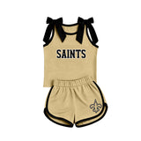 MOQ 5 pcs Custom Style Team Mascot Bows Girls Shorts Set