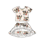 MOQ 5 pcs Custom Style Cartoon Girls Skorts Set