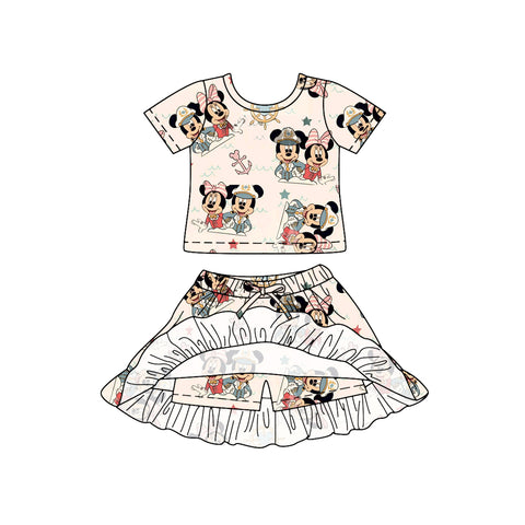 MOQ 5 pcs Custom Style Cartoon Girls Skorts Set