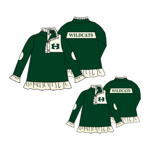 MOQ 8 pcs Each Style Custom Style WILDCATS Pullover Ziper Shirt Top