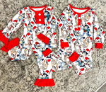 GLP0984 Christmas Cartoon Blue Dog Red Girl Set