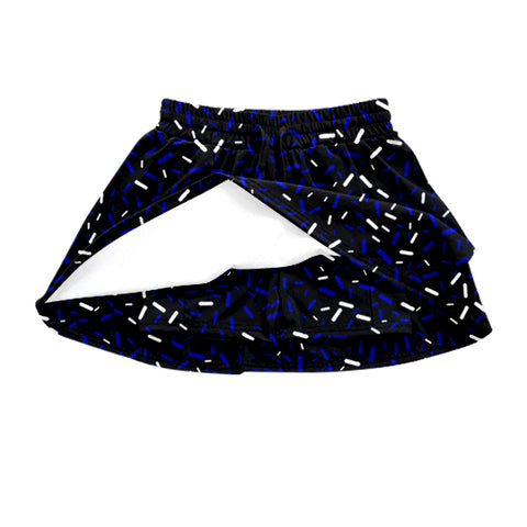 MOQ 8 pcs Custom Style Drip Sprinkles Black Skorts Skirt Shorts Lined