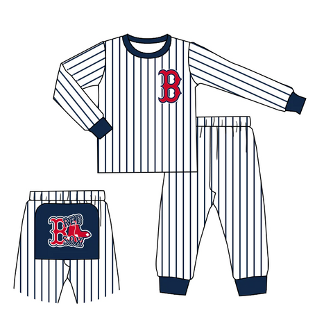 MOQ 8 pcs Custom Style B Red SOX Stripe Teams Kids Pajamas