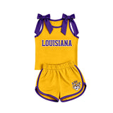 MOQ 5 pcs Custom Style Team Mascot Bows Girls Shorts Set
