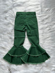 P0171 Green Denim Flared Girl's Pants Jeans