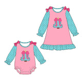 Preorder MOQ 5 pcs Each Style Christmas Trees Pink Bows Kids Matching Clothes