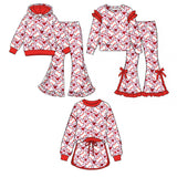 Preorder MOQ 5 pcs Each Style Baseball Love Print Ruffles Kids Matching Clothes