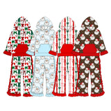 Preorder MOQ 5 Pcs Each Style Christmas Santa Bows Ruffles Hoodie Girls Outfits