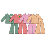 Preorder MOQ 5 Pcs Each Style Fall Thanksgiving Day Christmas Scallop Edge Girls Set