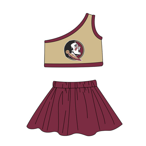 MOQ 3 pcs Custom Style Cheer Florida state Girl Skirt Set