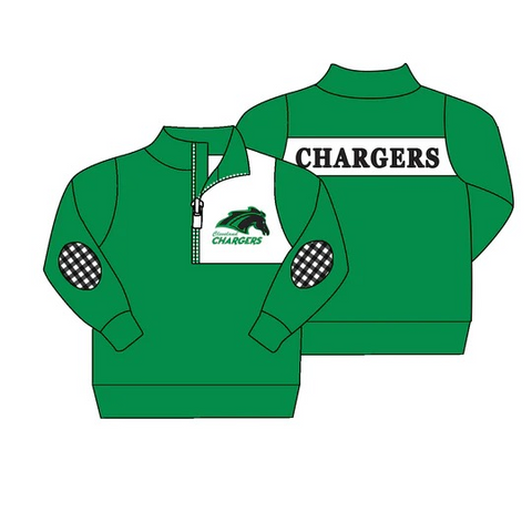 MOQ 8 pcs Custom Style CHARGERS Pullover Ziper Shirt Top Girl