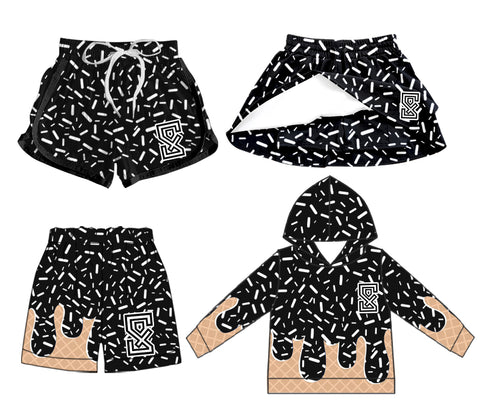 MOQ 5 pcs each style Custom Style Drip Team Black Matching Clothes