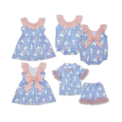 Easter Rabbit Bows Kids Sibling Matching Clothes