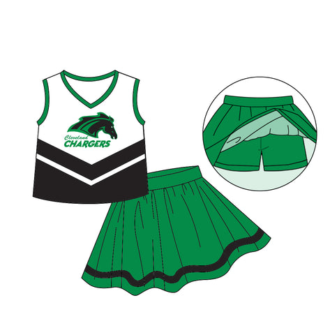 MOQ 8 pcs Custom Style CHARGERS Cheer Girl Skirt Set