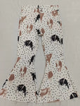 P0452 Western Cow Dots Flared Pants Girls Jeans