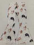 P0452 Western Cow Dots Flared Pants Girls Jeans