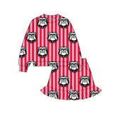 MOQ 5 pcs Custom Style School Team Mascot Stripe Kids Girls Shorts Set