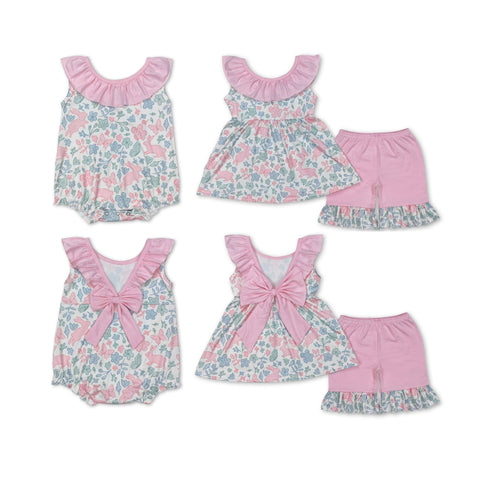 Easter Rabbit Flower Kids Sibling Matching Clothes