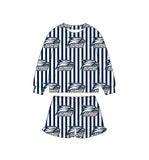 MOQ 5 pcs Custom Style Team Mascot Stripe Kids Girls Shorts Set