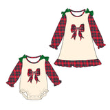 Preorder MOQ 5 pcs Each Style Christmas Bows Plaid Kids Matching Clothes