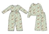 Preorder MOQ 5 pcs Each Style Mallard Ducks Light Green Girl's Jumpsuit & Scallop Edge Set Kids Matching Clothes