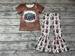 GSPO0647 Western Cow Cactus Brown Girl's Set