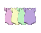 Preorder MOQ 5 pcs Each Style Solid Color Colorful Cotton Baby Bubble Romper