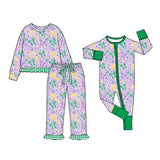 Preorder MOQ 5 pcs Each Style Mardi Gras Bows Purple Kids Matching Clothes