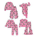 Preorder MOQ 5 pcs Each Style Hunting Mallard Ducks Camo Rose Red Ruffles Kids Matching Clothes